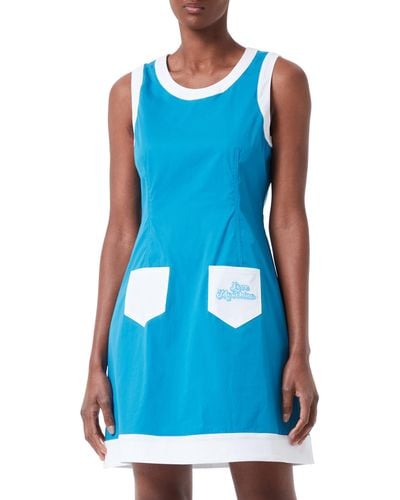 Love Moschino Tank Top Dress With Flared Skirt - Blue