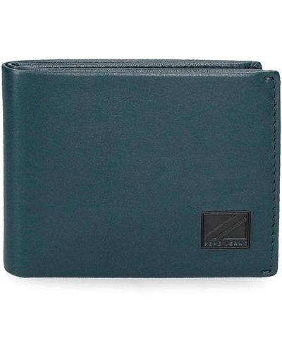 Pepe Jeans Chief Horizontal Wallet With Wallet Blue 11x8x1cm Leather - Green
