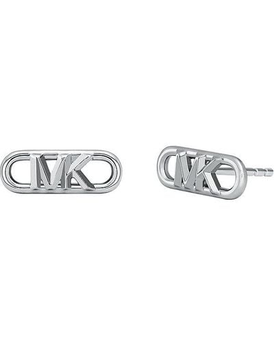Michael Kors Orecchini a bottone MK Statement Link da donna in argento sterling premium - Bianco