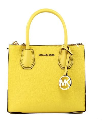 Michael Kors Mercer Medium Messenger Pebbled Leather Crossbody Bag - Yellow