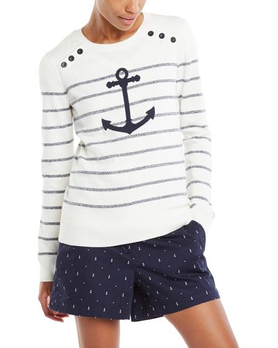 Nautica Voyage Long Sleeve 100% Cotton Striped Crewneck Sweater Pullover - Mehrfarbig