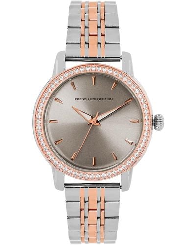 French Connection S Watch With Grey Dial And Silver And Rose Gold Bracelet
