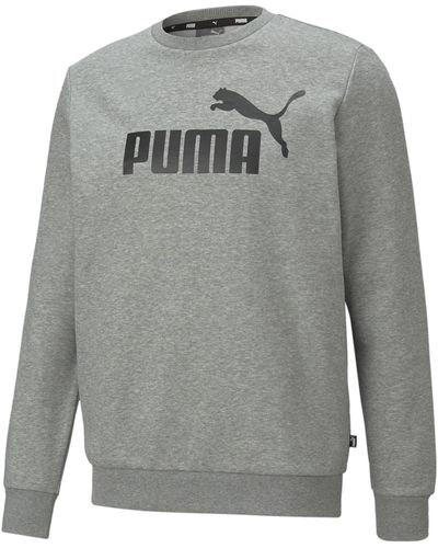 PUMA Essentials Sweater Met Ronde Hals En Groot Logo - Grijs