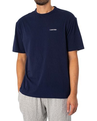 Calvin Klein Camiseta de ga Corta para Hombre Cuello Redondo - Azul