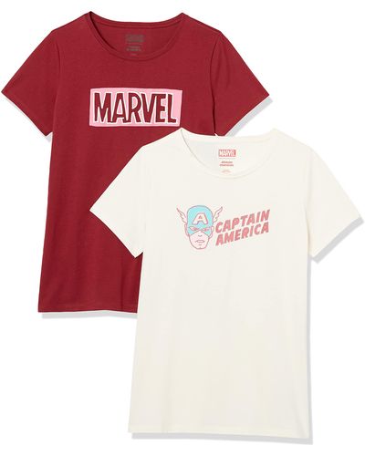 Amazon Essentials Disney Star Wars Marvel Short-Sleeve Crew-Neck T-Shirts Camiseta - Rojo
