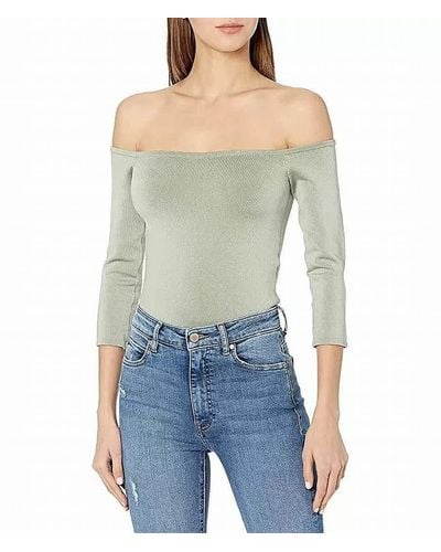 Guess 3/4 Sleeve Off The Shoulder Dita Top - Blue