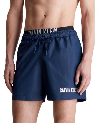 Calvin Klein Pantaloncino da Bagno Uomo Medium Double Lunghezza Media - Blu