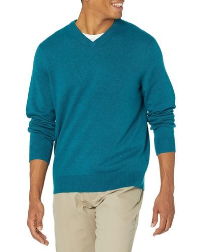 Amazon Essentials Neck Sweater - Pullover - - Bleu Sarcelle Chiné - Multicolore