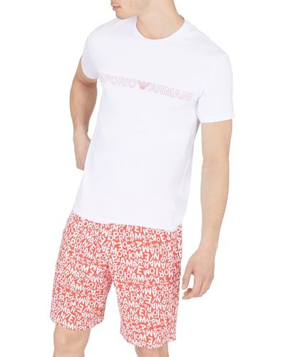 Emporio Armani All Over Logo Bold Pajama Set - White