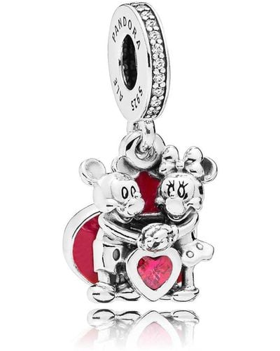 PANDORA Charm colgante en plata de ley Minnie y Mickey con Amor 797769CZR - Multicolor