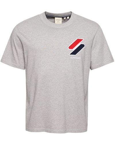 Superdry Klassisches T-Shirt mit Applikation Grau Meliert XL