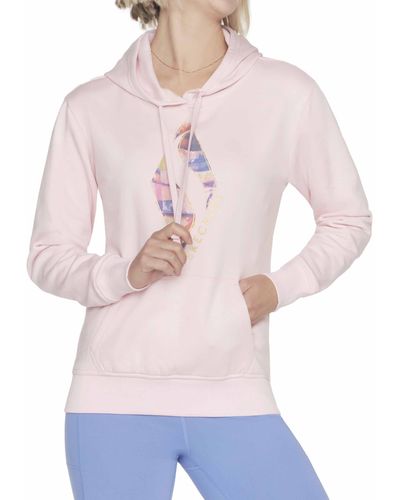 Skechers Skech-Sweats Watercolour Diamond Pullover Hoodie Hooded Sweatshirt - Pink