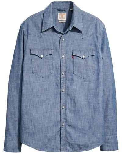 Levi's Barstow Western Standard Woven Shirts Voor - Blauw