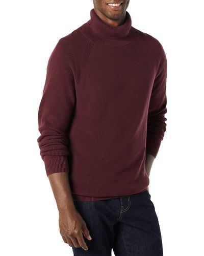 Amazon Essentials 100% Cotton Rib Knit Turtleneck Sweater - Purple