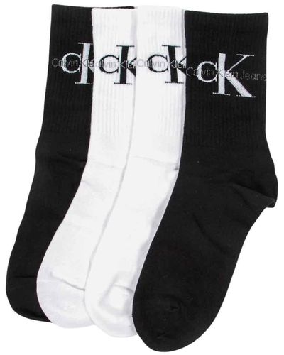 Calvin Klein 4 paia di calze corte da donna calzini a colori assortiti al 100% in cotone 701224131 - Nero