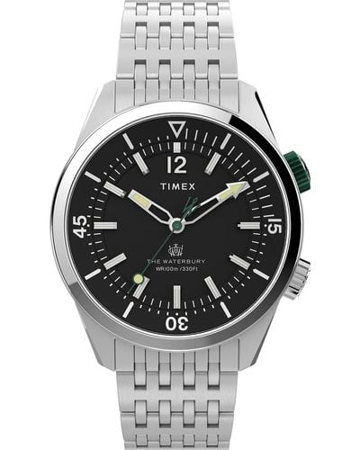 Timex 's Waterbury Diver 41mm Watch – Black Dial Stainless Steel Case & - Gray