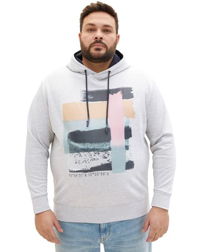 Tom Tailor Plussize Hoodie Sweatshirt mit Print 1037030 - Grau