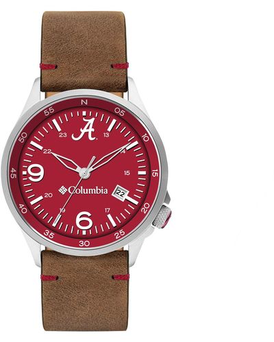 Columbia Canyon Ridge Alabama Crimson Tide Watch With Saddles Color Leather Strap - Red