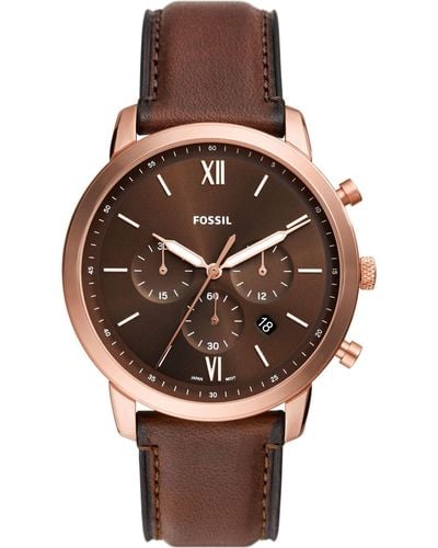 Fossil Chronograph Quartz Watch With Leather Strap Fs6026 - Brown
