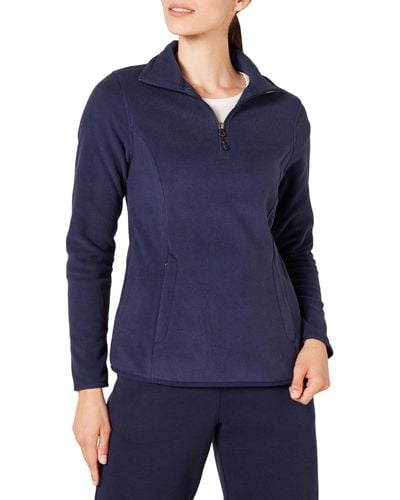 Amazon Essentials Quarter-Zip Polar Fleece Jacket Outerwear-Jackets - Blu