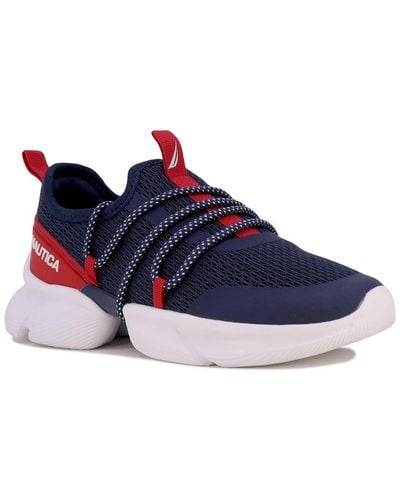 Nautica Fashion Sneaker Lace-Up Jogger Running Shoe-Eriko-Red White Blue Size-7 - Bleu