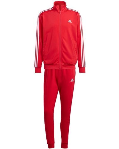 adidas Basic 3-Stripes Tricot Track Suit Trainingsanzug - Rot