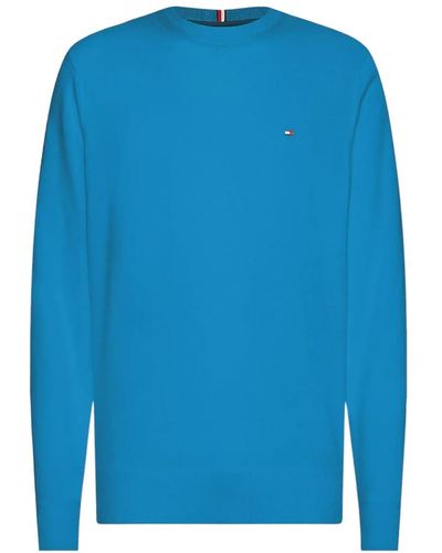 Tommy Hilfiger , pullover aus Kaschmir, Rundhalsausschnitt, Maschung, türkis, Small - Blau