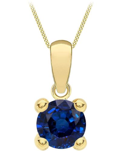 Amazon Essentials 9ct Gold September Birthstone Pendant Necklace - Blue
