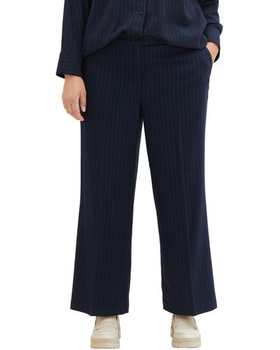 Tom Tailor Plussize Lea Straight Fit Hose mit Nadelstreifen - Blau