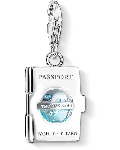 Thomas Sabo Charm Pendant Passport Charm Club 925 Sterling Silver 1233-007-17 - Blue