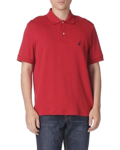 Nautica Short Sleeve Solid Deck Polo Shirt - Red