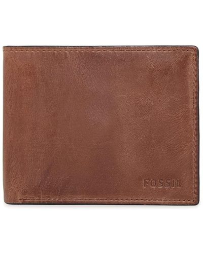 Fossil Derrick Large Coin Pocket Bifold Brown Bi Fold Wallet