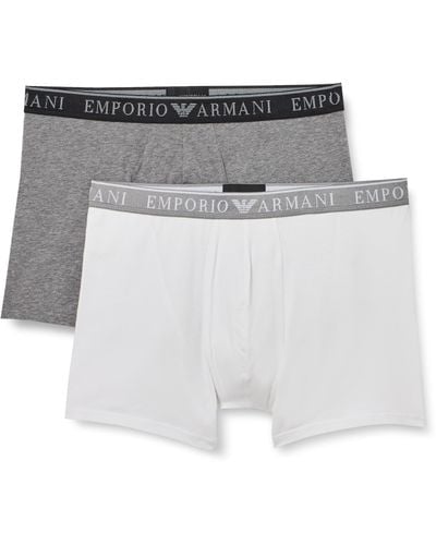 Emporio Armani Lot de 2 boxers taille moyenne en coton stretch Endurance pour homme - Blanc