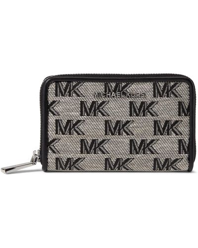 Michael Kors Jet Set Small Zip Around Card Case Black/light Cream One Size