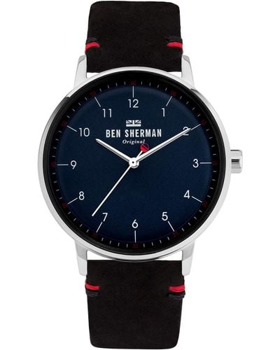 Ben Sherman S Analogue Quartz Watch With Leather Strap Wb043b - Black
