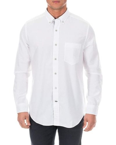 Nautica Long Sleeve Button Down Solid Oxford Shirt - Blanc