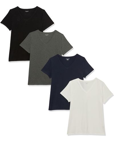 Amazon Essentials T-Shirt con Scollo a v a iche Corte con vestibilità Classica Donna - Blu