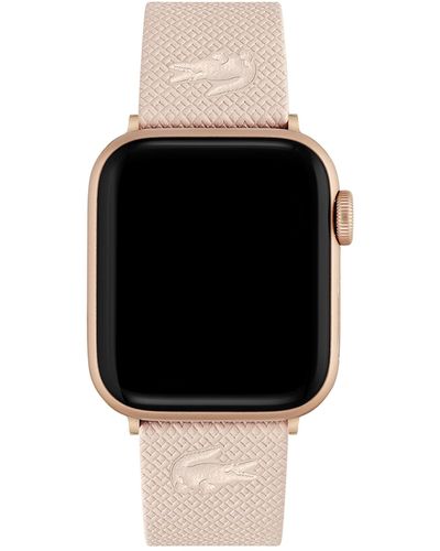 Lacoste Apple Watch Leather Strap ,color: Pink - Black