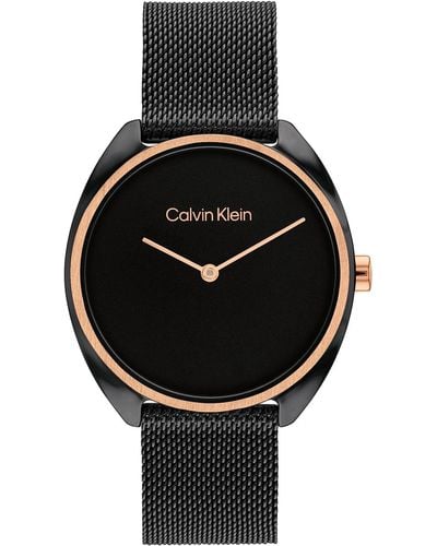 Calvin Klein Reloj Analógico para Mujer de Cuarzo con Correa en Acero Inoxidable 25200272 - Negro