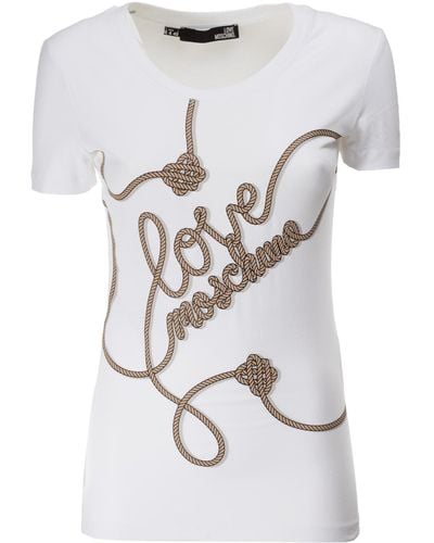 Love Moschino T- Shirt à ches Courtes - Blanc