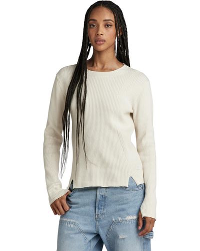 G-Star RAW Ribbed Pullover - Weiß