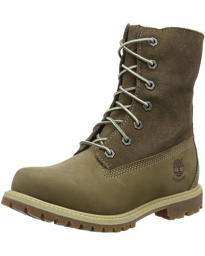 Timberland S Authentic Tedy Fleece Waterproof Taupe Leather Boots 37 EU - Braun