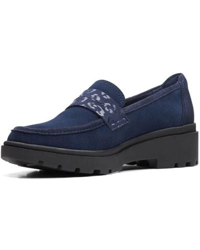 Clarks Calla Ease Loafer Plat Voor - Blauw