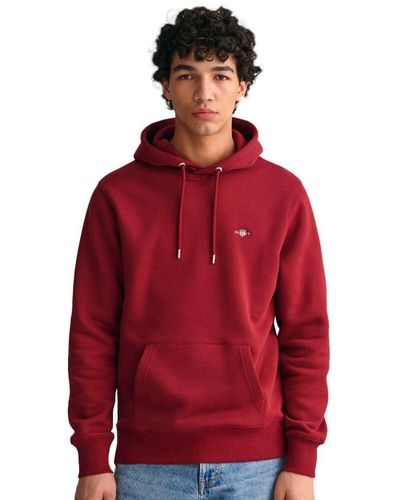 GANT Felpa con Cappuccio Reg Shield - Rosso