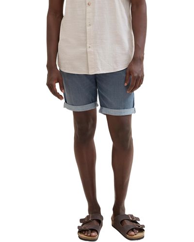 Tom Tailor Slim Jeans Bermuda Shorts mit Stretch - Blau