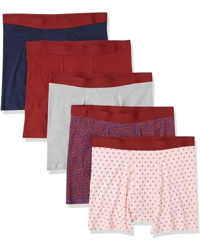 Amazon Essentials Boxer aderenti senza etichetta Uomo - Rosso