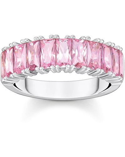 Thomas Sabo Ring mit pinken Steinen Pavé Silber 925 Sterlingsilber TR2366-051-9