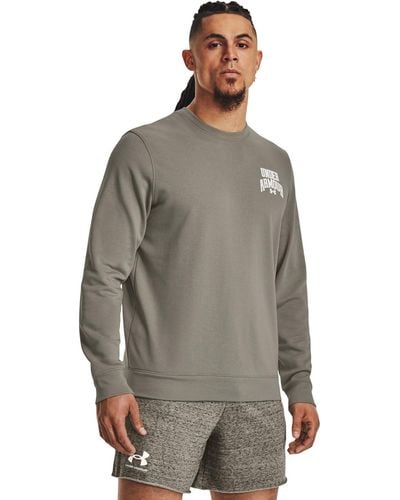 Under Armour S Rival Terry Graphic Crew Jumper Grove Green 3xl - Grey