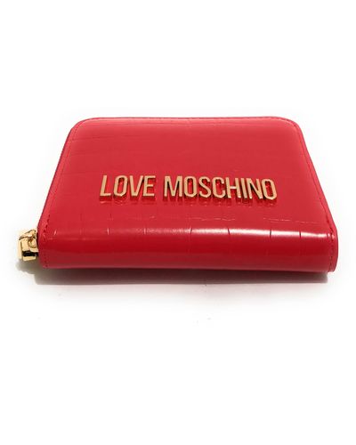 Love Moschino Moschino Wallet Love Zip Around Small Faux Leather Print Coconut Red A23mo35 Jc5712