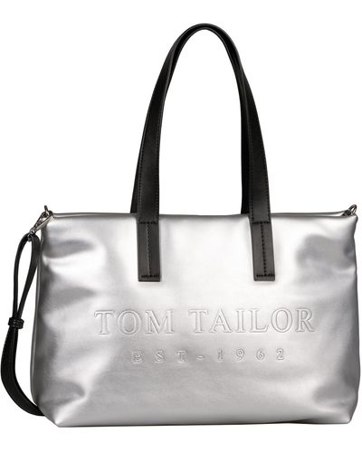 Tom Tailor Thessa Shopper Umhängetasche Reißverschluss Groß Silber - Mettallic
